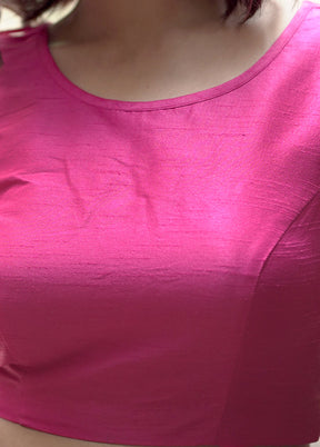 Pink Dupion Silk Designer Blouse - Indian Silk House Agencies