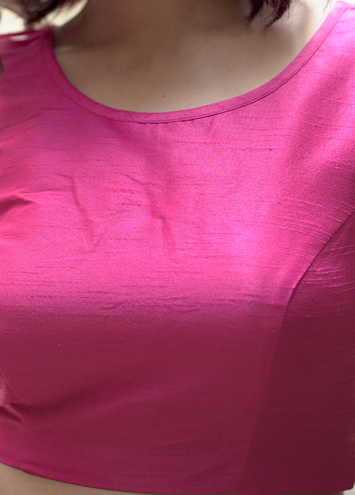 Pink Dupion Silk Designer Blouse - Indian Silk House Agencies