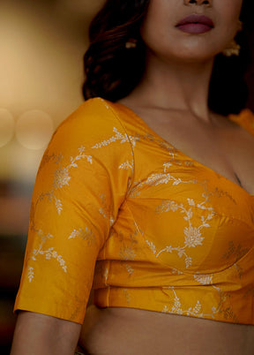 Yellow Brocade  Designer Blouse - Indian Silk House Agencies