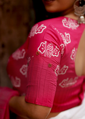 Pink Cotton Silk Designer Blouse - Indian Silk House Agencies