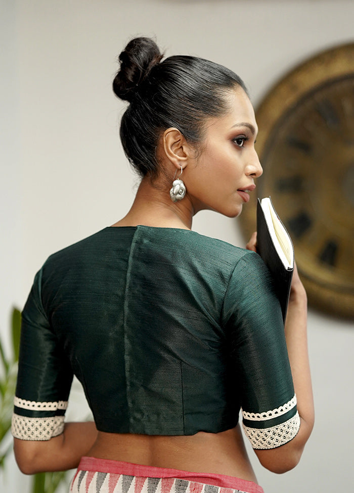 Bottle Green Dupion Silk Designer Blouse