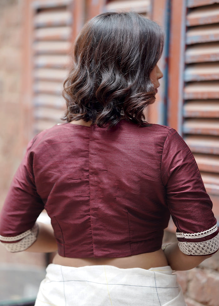 Maroon Dupion Silk Designer Blouse - Indian Silk House Agencies