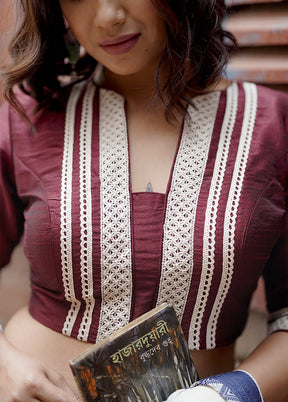 Maroon Dupion Silk Designer Blouse