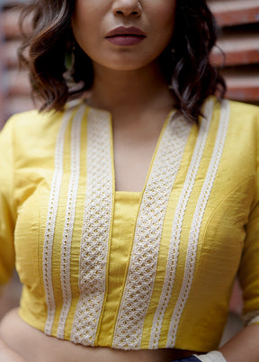 Yellow Dupion Silk Designer Blouse