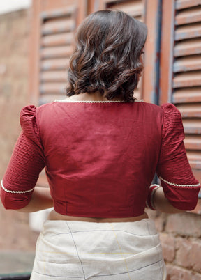 Maroon Cotton Silk Designer Blouse