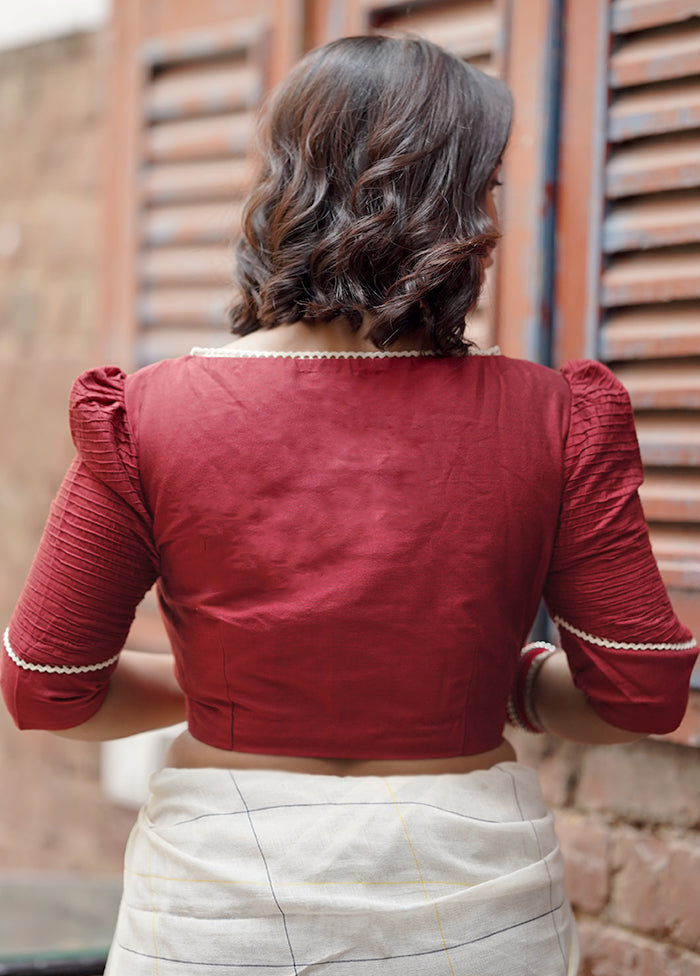 Maroon Cotton Silk Designer Blouse - Indian Silk House Agencies