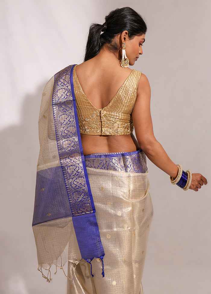 Gold  V Neck Designer Blouse