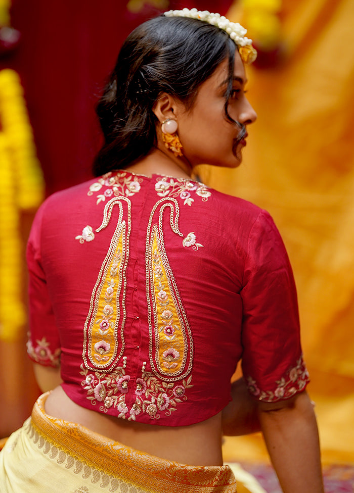 Red Silk Designer Blouse