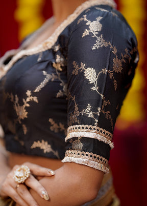Black Brocade Designer Blouse - Indian Silk House Agencies
