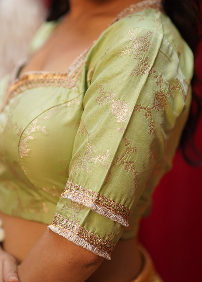 Green Brocade Designer Blouse - Indian Silk House Agencies
