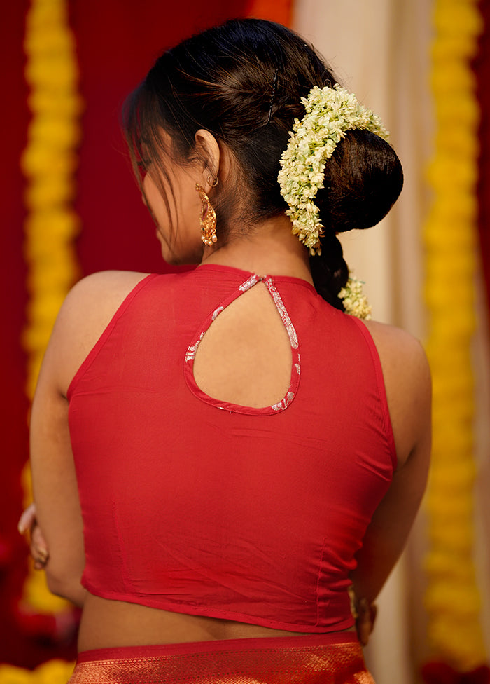 Red Brocade Designer Blouse