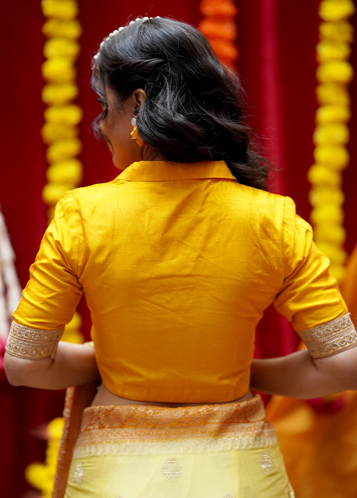 Yellow Silk Designer Blouse