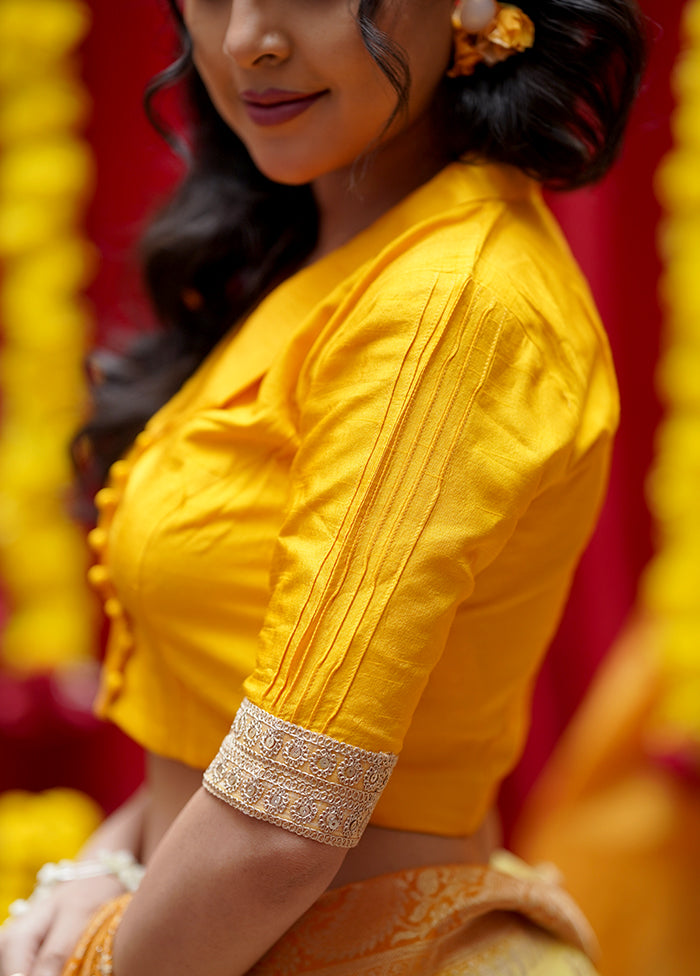 Yellow Silk Designer Blouse - Indian Silk House Agencies