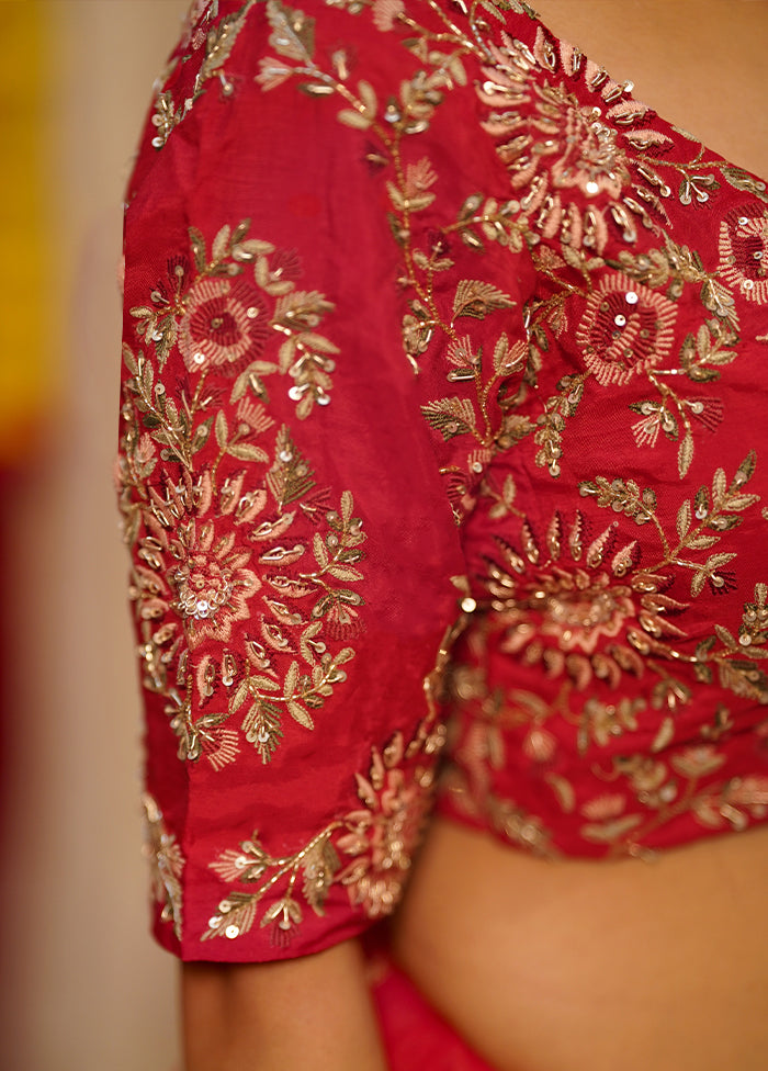 Red Silk Designer Blouse