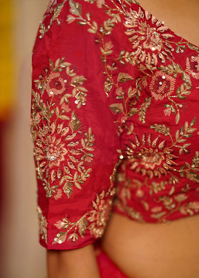 Red Silk Designer Blouse - Indian Silk House Agencies