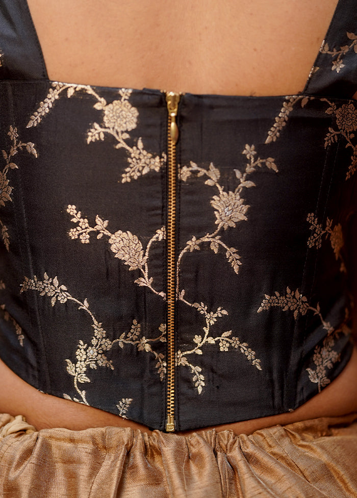 Black Brocade Designer Blouse - Indian Silk House Agencies