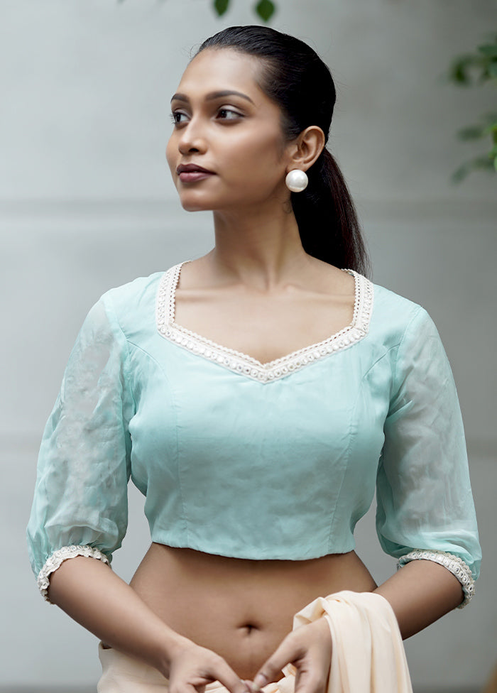 Mint Green Organza Designer Blouse - Indian Silk House Agencies