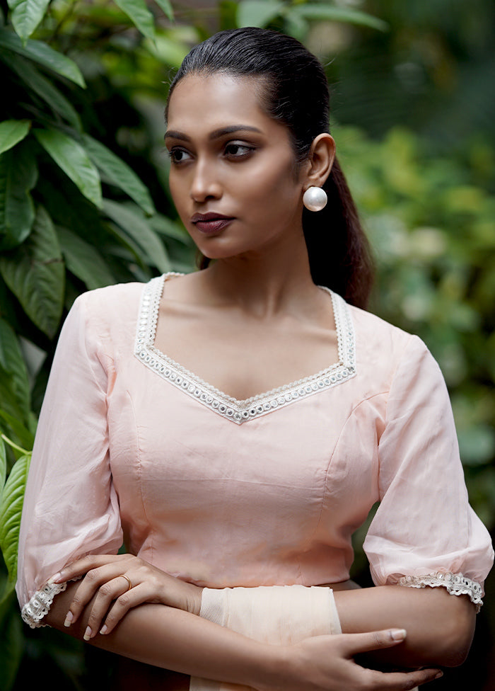 Peach Organza Designer Blouse - Indian Silk House Agencies