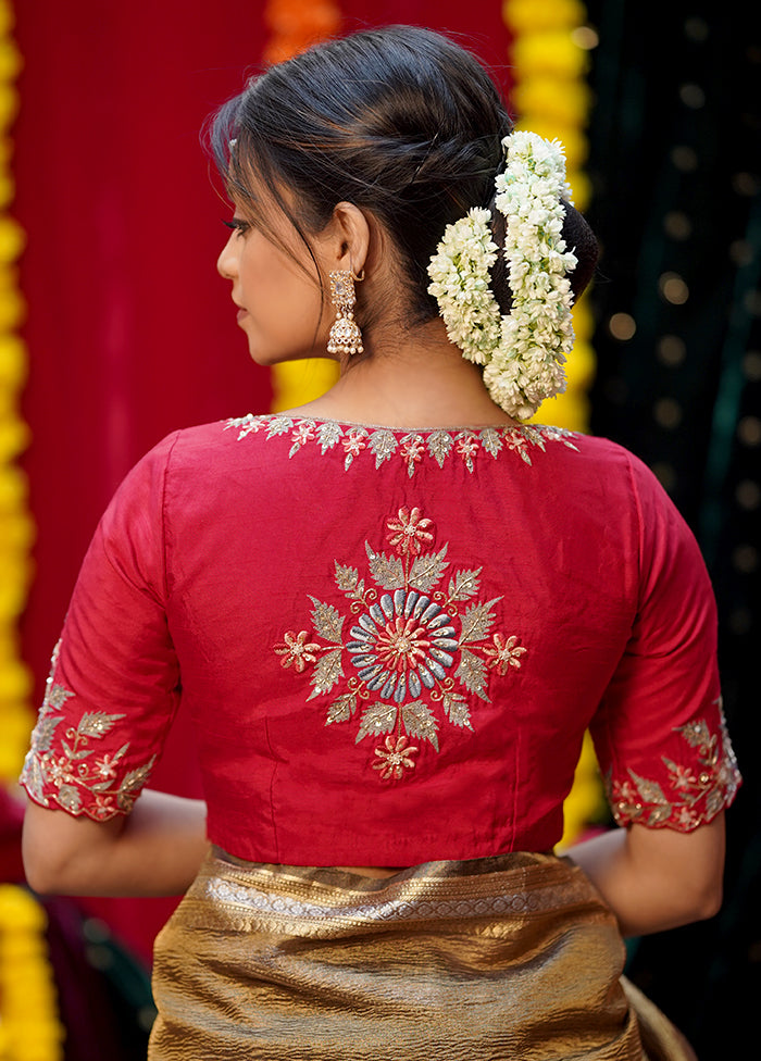 Red Silk Designer Blouse