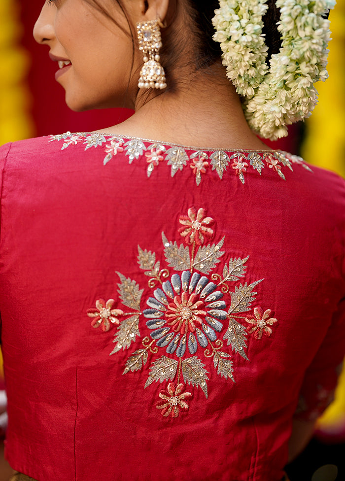 Red Silk Designer Blouse - Indian Silk House Agencies