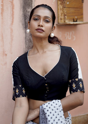 Black Cotton Designer Blouse - Indian Silk House Agencies