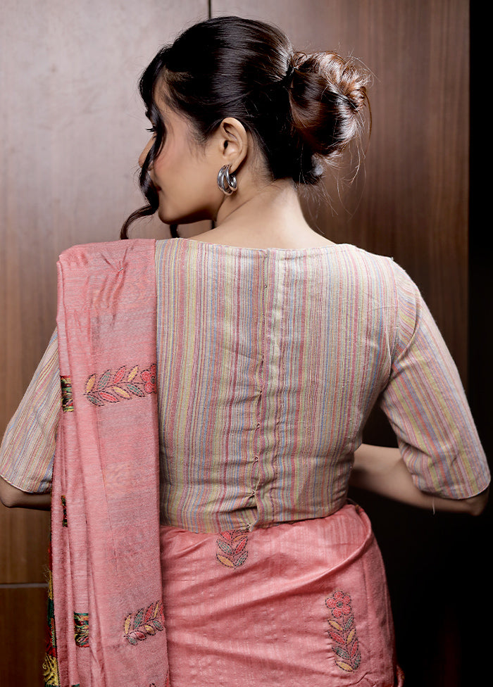 Beige Cotton Silk Designer Blouse