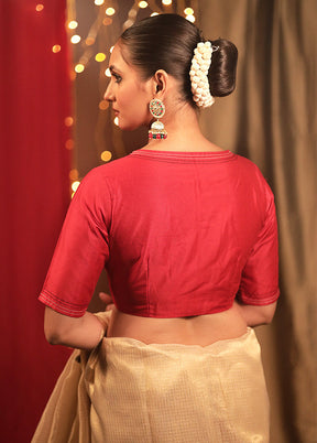 Red Cotton Silk Designer Blouse