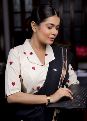 Red Cotton Silk Designer Blouse