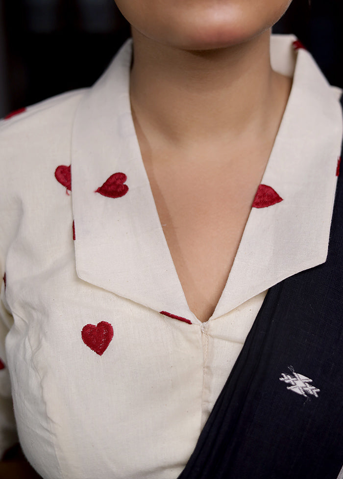 Red Cotton Silk Designer Blouse