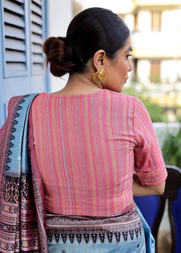 Pink Cotton Silk Designer Blouse - Indian Silk House Agencies