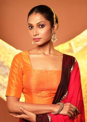 Orange Square Neck Designer Blouse Piece