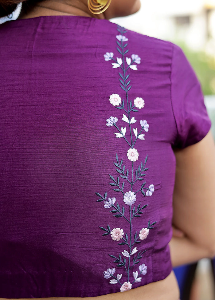 Purple Silk Designer Blouse