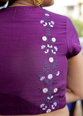 Purple Silk Designer Blouse - Indian Silk House Agencies