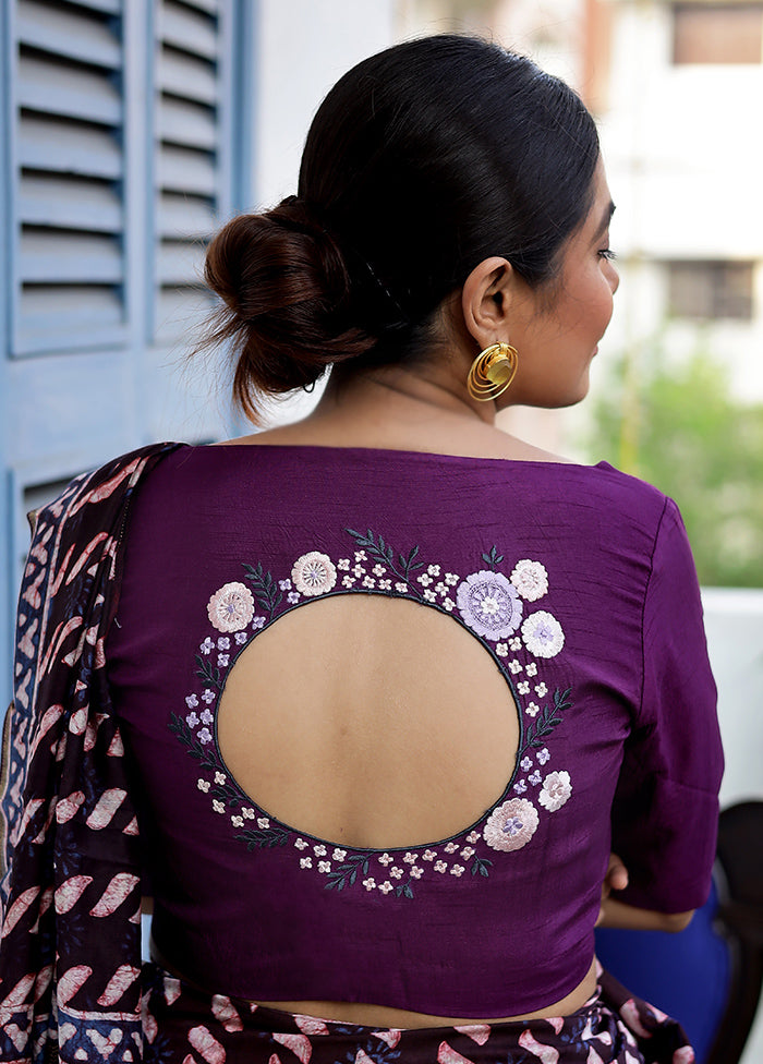 Purple Silk Designer Blouse - Indian Silk House Agencies