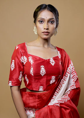 Red Dupion Silk Designer Blouse