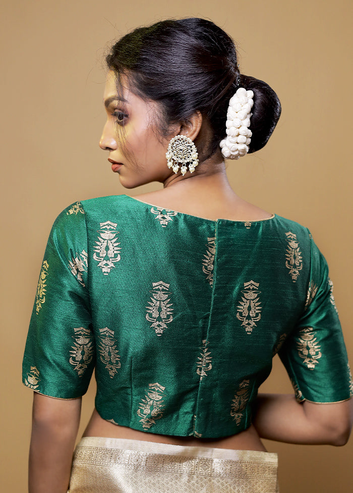 Bottle Green Dupion Silk Designer Blouse