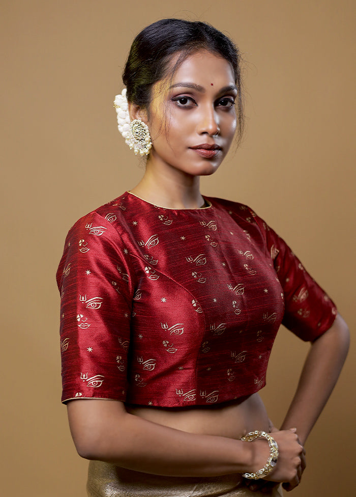 Maroon Dupion Silk Designer Blouse