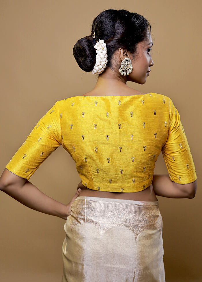 Yellow Dupion Silk Designer Blouse