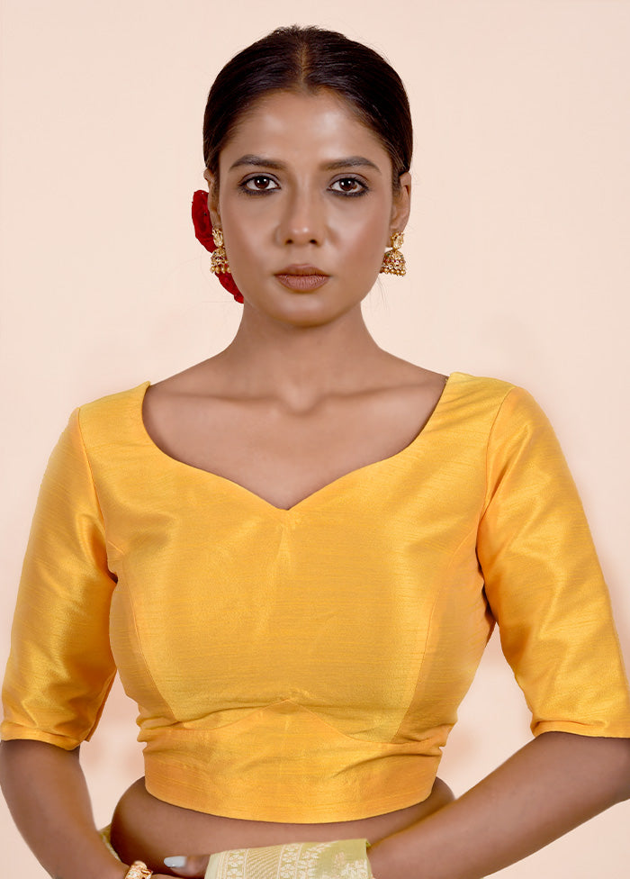 Yellow Dupion Silk Designer Blouse