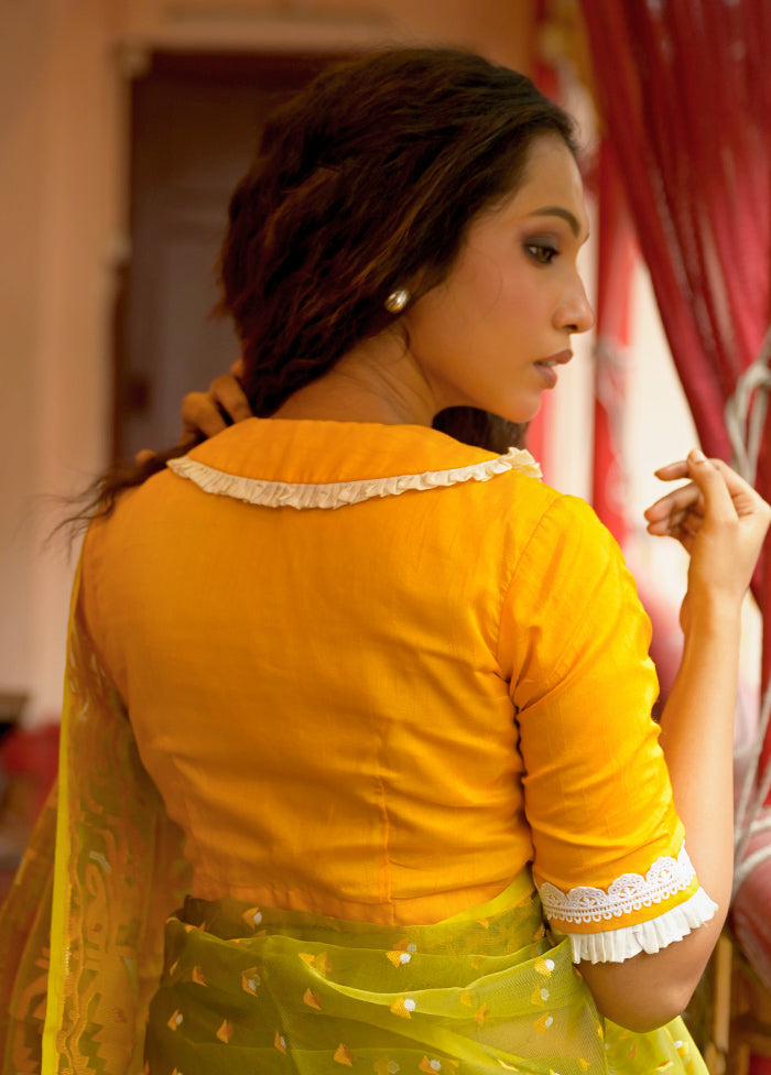 Yellow Dola Silk Designer Blouse