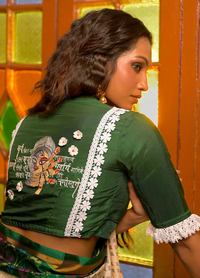 Green Dola Silk Designer Blouse