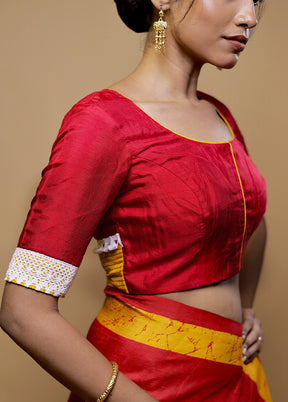 Red Dola Silk Designer Blouse