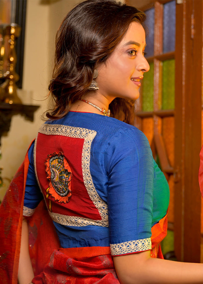 Royal Blue Dola Silk Designer Blouse