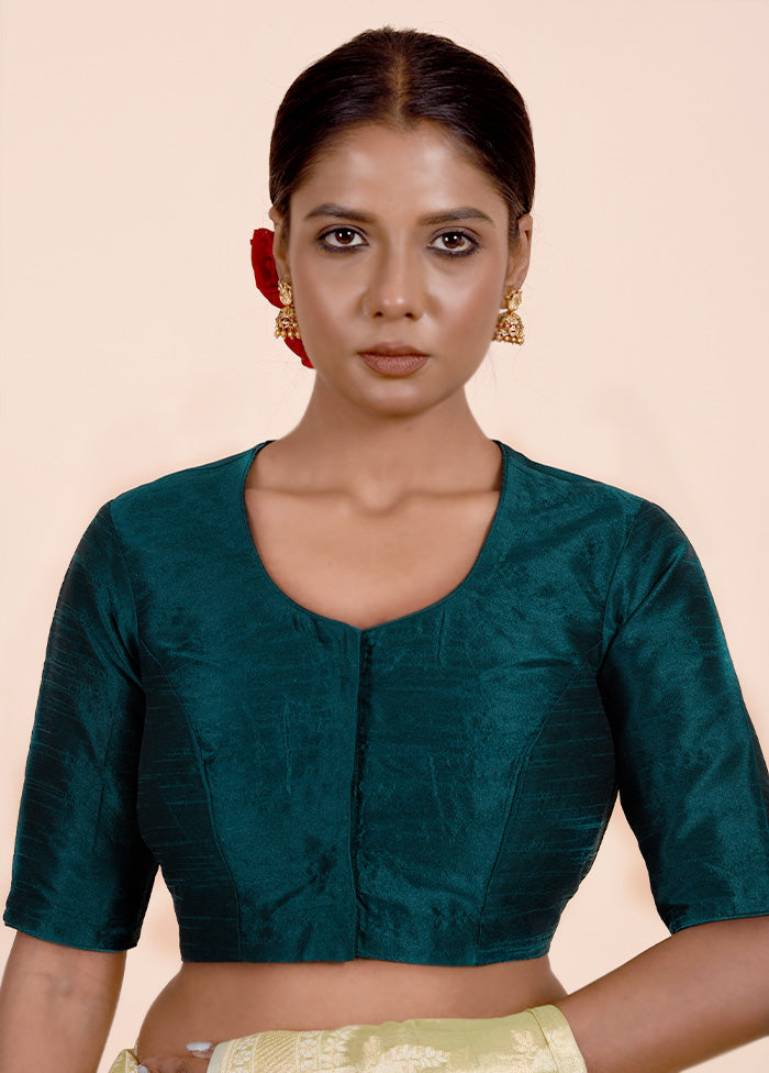 Teal Green Dupion Silk Designer Blouse