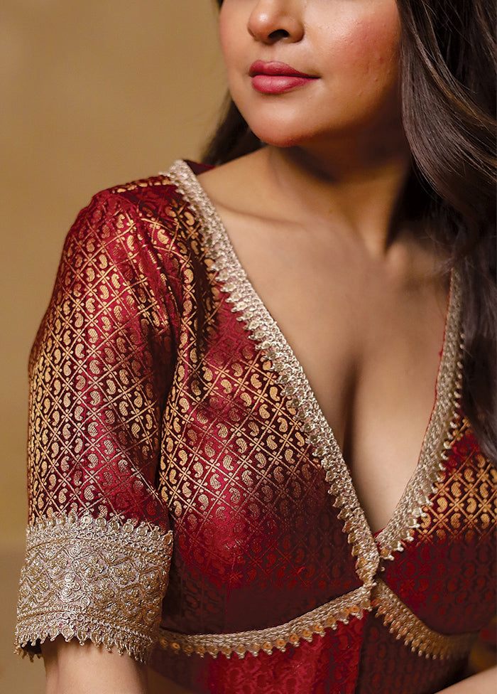 Maroon Brocade Designer Blouse