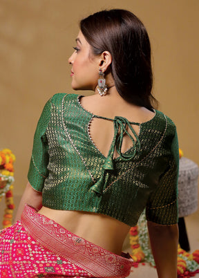 Bottle Green Brocade Designer Blouse