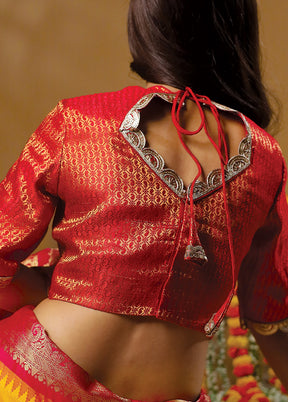 Red Brocade Designer Blouse