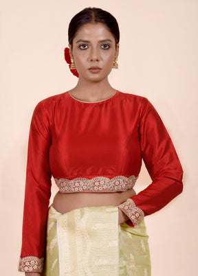 Red Silk Designer Blouse