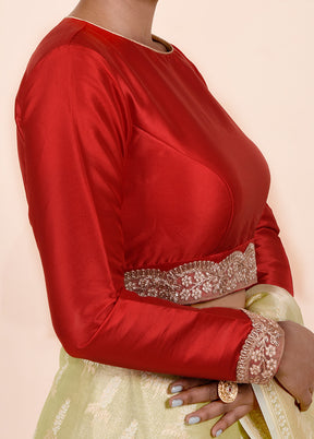 Red Silk Designer Blouse