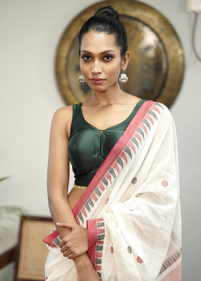 Bottle Green Blended Silk Designer Blouse